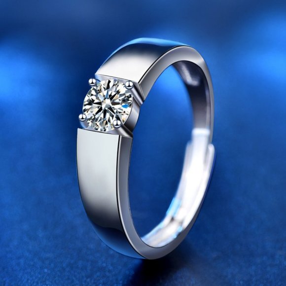 Certified 1ct. t.w. Moissanite Diamond Mens Engagement Ring NEW - Picture 1 of 8